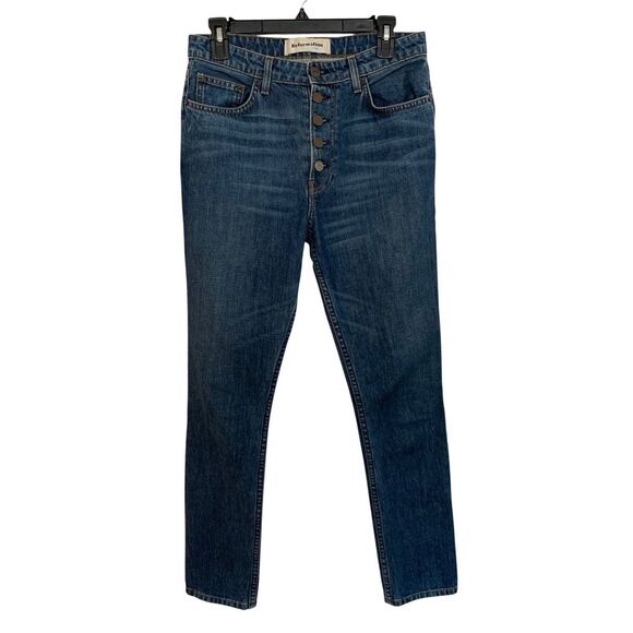 Reformation Winona Slim High Rise Button Fly Jeans in Baltic Wash Blue Size 27 - Picture 3 of 12
